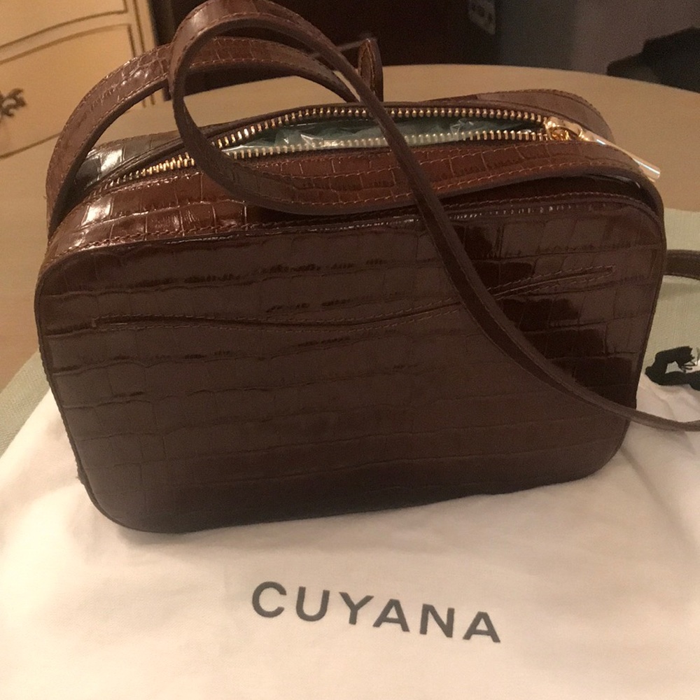 Cuyana croc embossed camera bag